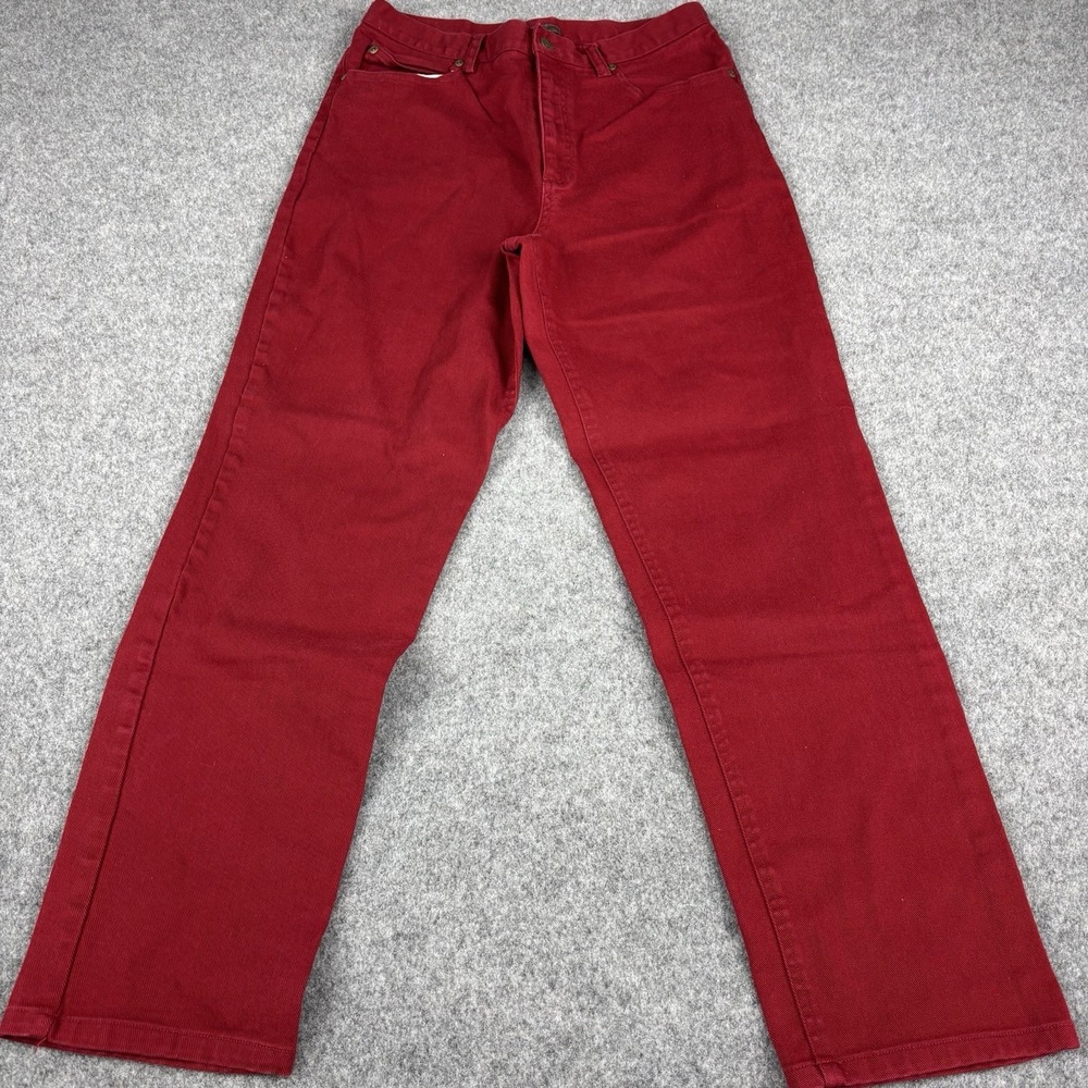 Jones Jeans Womens Size 12 Red Straight Leg Stretch Denim Pants‎  Cotton Blend